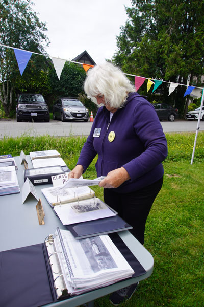Eunice Robinson at Sea Island Heritage Society display table, Burkeville Daze 2024