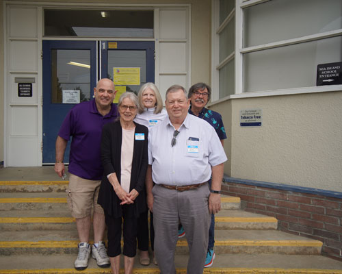 Maureen Ross, Marylin Low and group, Sea Island School 2023