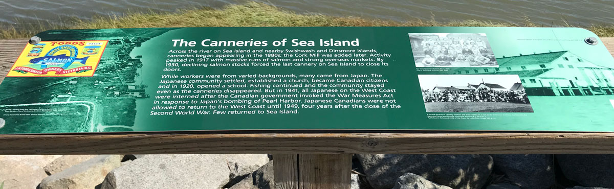 sign about the canneries of Sea Island