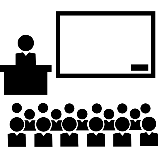 silhouette of a teacher and students in class