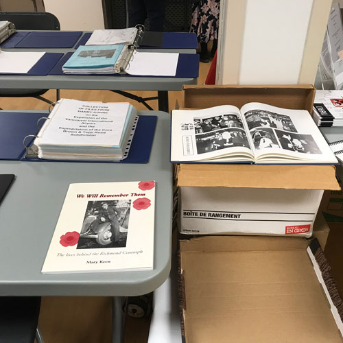 books at display table, Sea Island Heritage Society AGM 2019