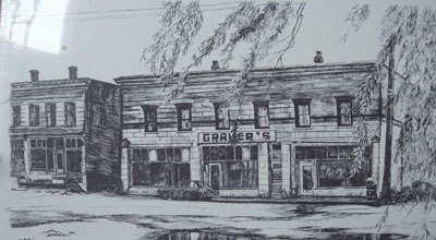 drawing of the front of Grauer's Store