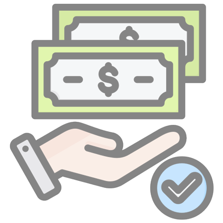 money and hand drawing for paying Sea Island Heritage Society fees.